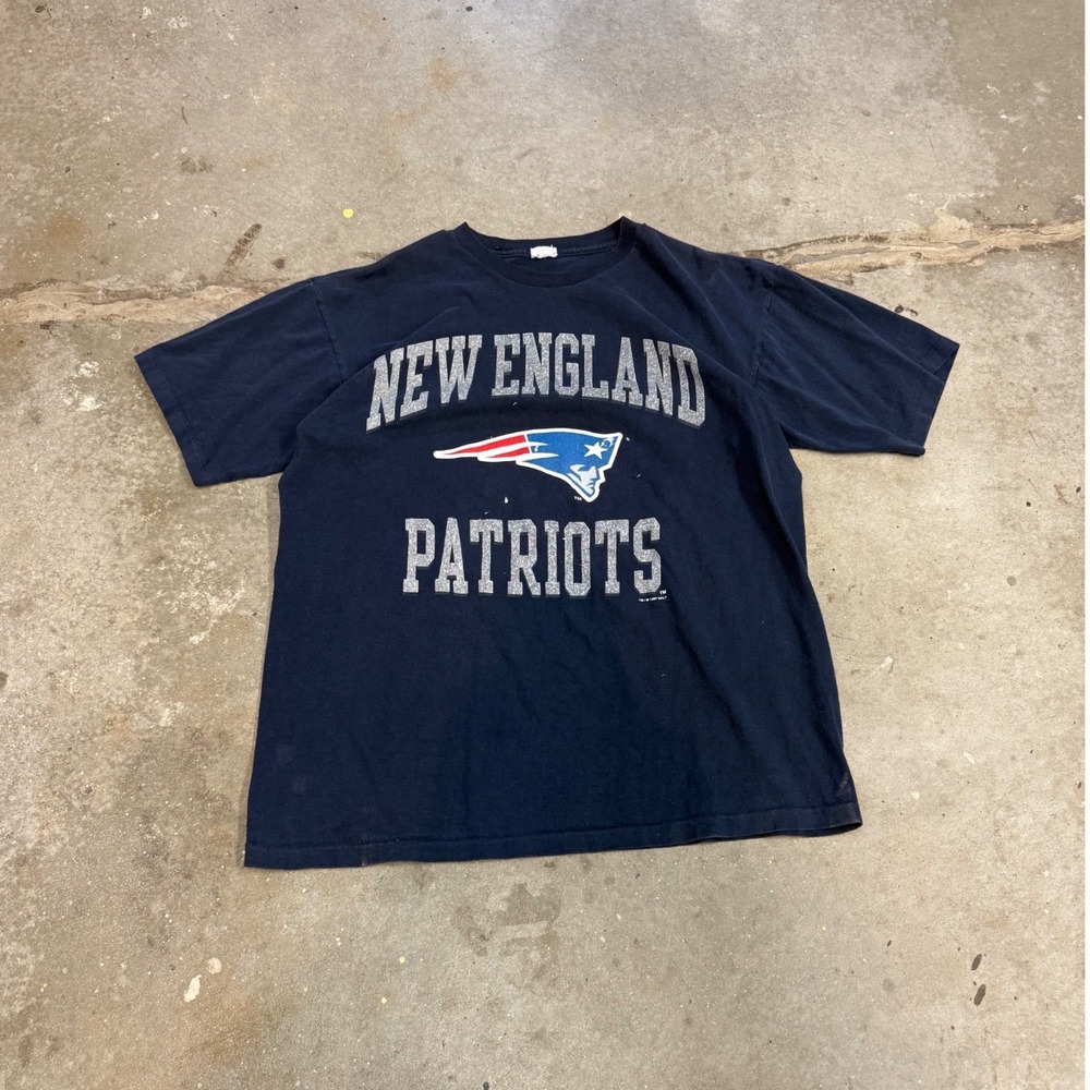 Vintage 1997 New England Patriots T-Shirt Mens XL Navy Blue NFL Single Stitch